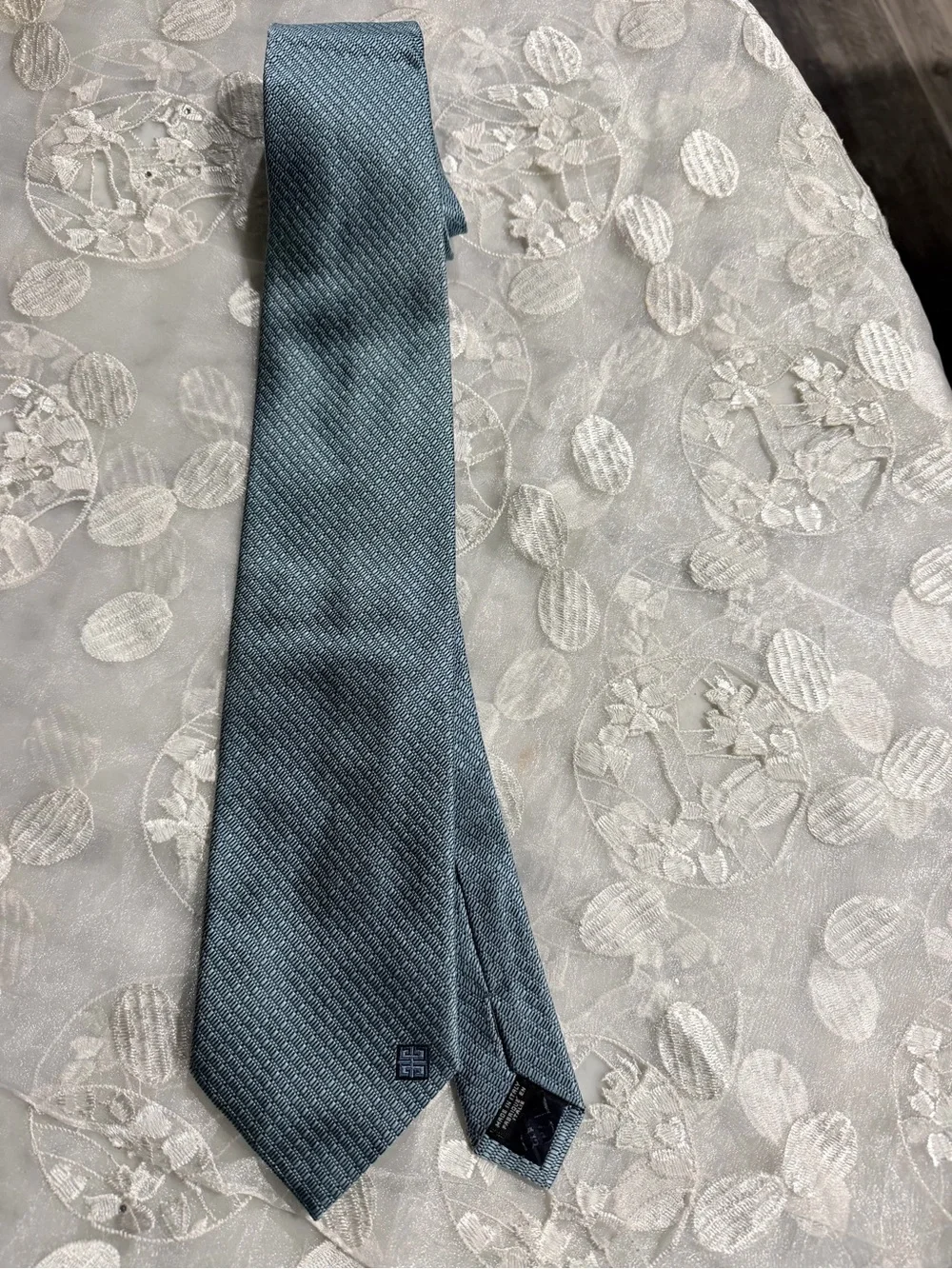 Givenchy Blue-Green Microdot Silk Tie
